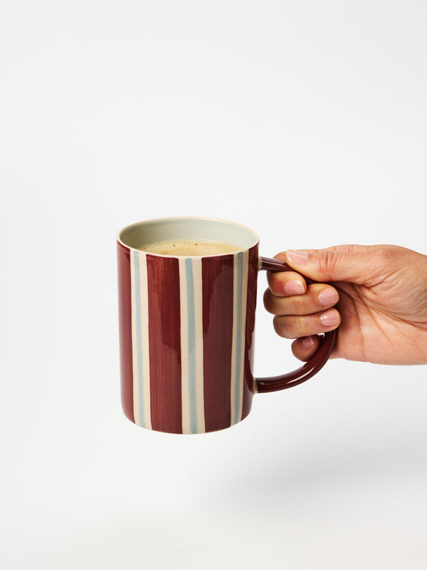 HAPPY MUG BROWN STRIPE