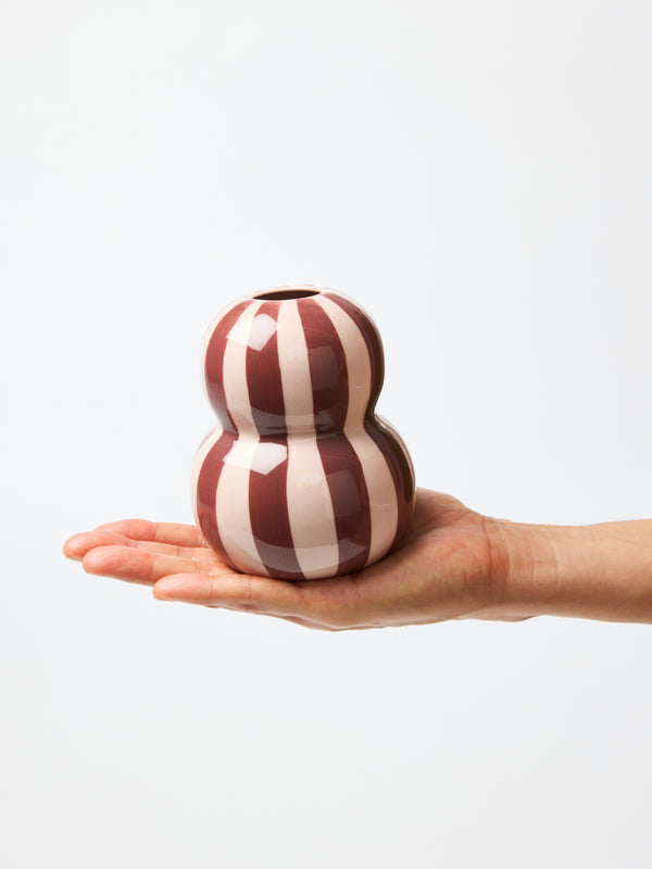 FONDA VASE BURGANDY PINK STRIPE