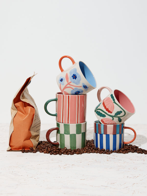 BLOOMIE PINK STRIPE MUG
