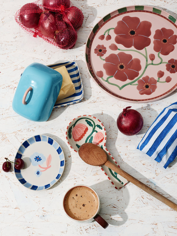 BLOOMIE BLUE BUTTER DISH