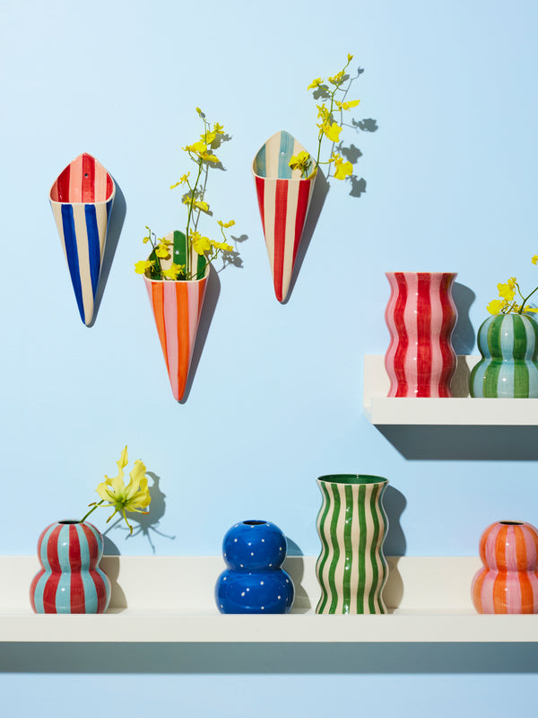 FOLLY WALL VASE BLUE STRIPE