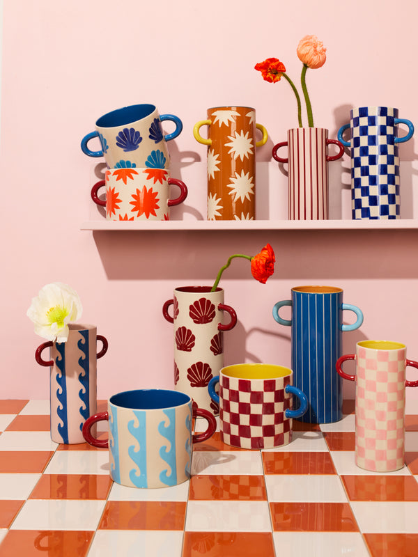 GRIFFE BUD VASE PINK CHECK