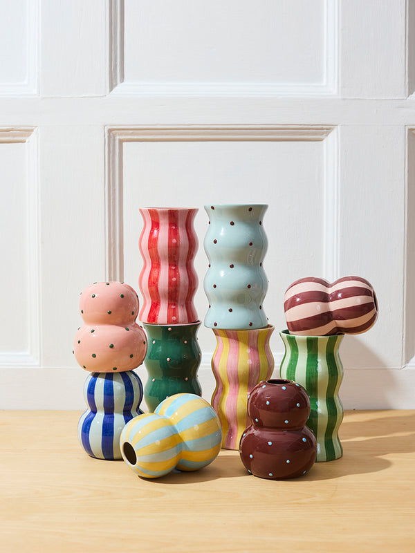 FONDA VASE BROWN BLUE DOTTY