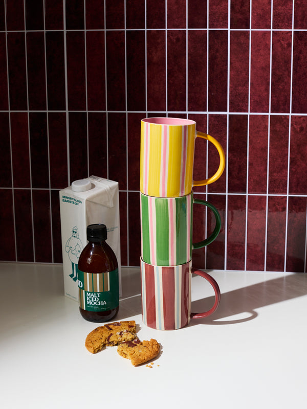 HAPPY MUG GREEN STRIPE