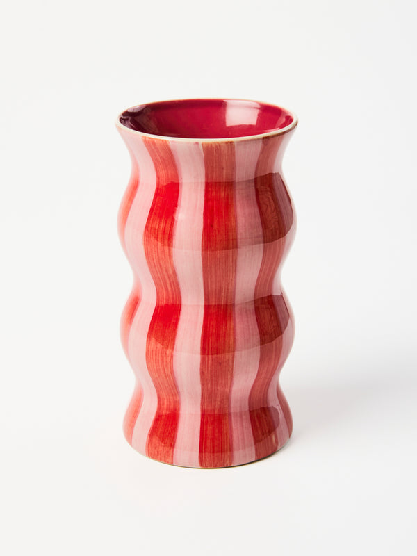 PALMA RED PINK STRIPE VASE