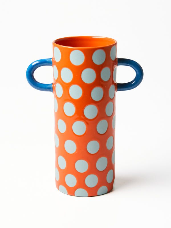 GRIFFE BLUE RED SPOT BUD VASE