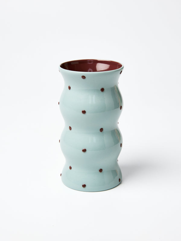 PALMA VASE BLUE BROWN DOTTY