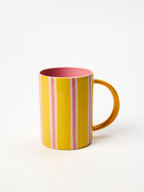 HAPPY MUG YELLOW STRIPE