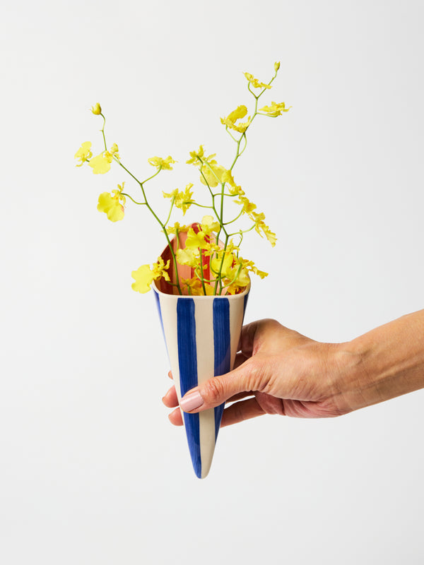 FOLLY WALL VASE BLUE STRIPE