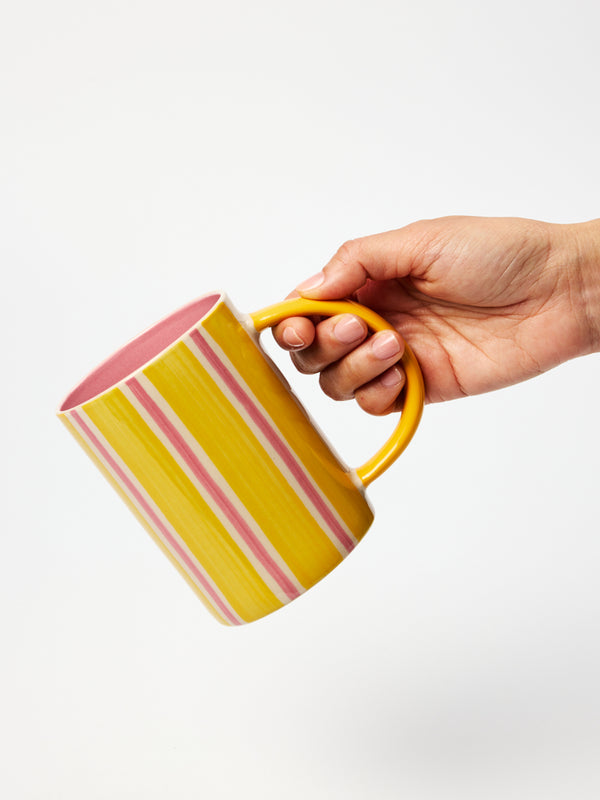 HAPPY MUG YELLOW STRIPE