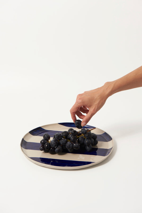 CABANA STRIPE PLATTER BLUE