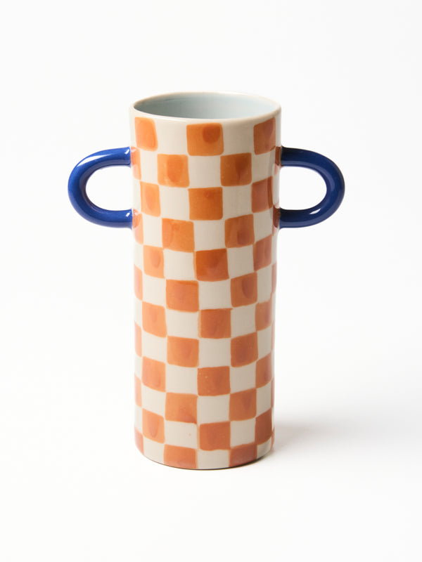 GRIFFE TAN CHECK BUD VASE