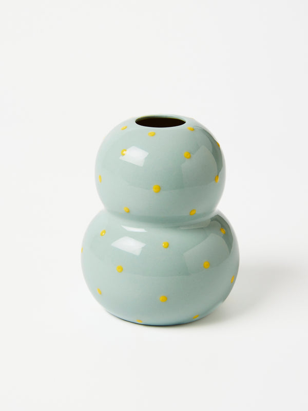 FONDA PALE BLUE YELLOW DOTTY VASE