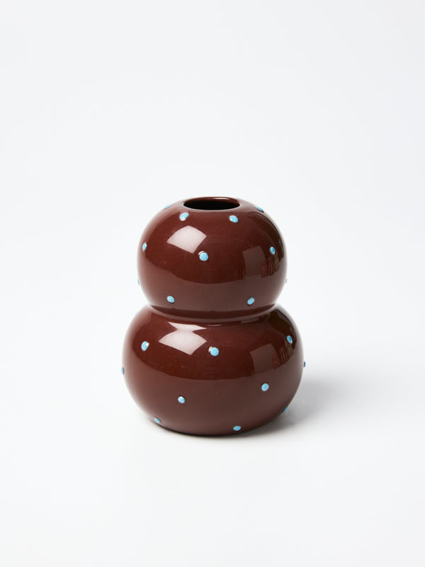FONDA VASE BROWN BLUE DOTTY