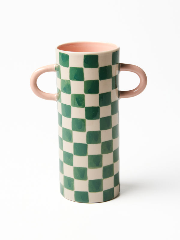 GRIFFE GREEN CHECK BUD VASE