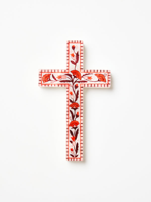 SAMIRA LARGE CROSS PINK FLOWER