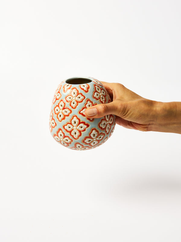 POLLEN VASE BLUE PAISLEY
