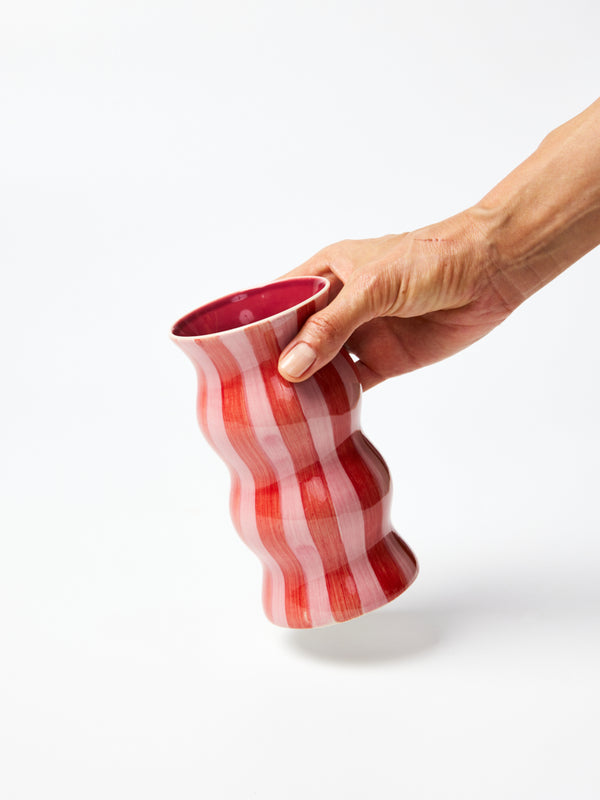PALMA RED PINK STRIPE VASE