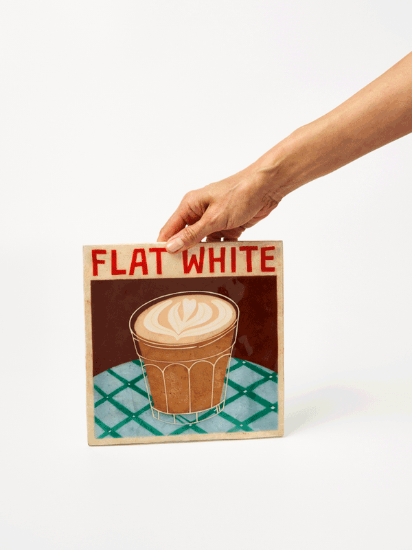 BARISTA WALL ART FLAT WHITE