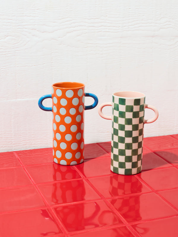 GRIFFE BLUE RED SPOT BUD VASE