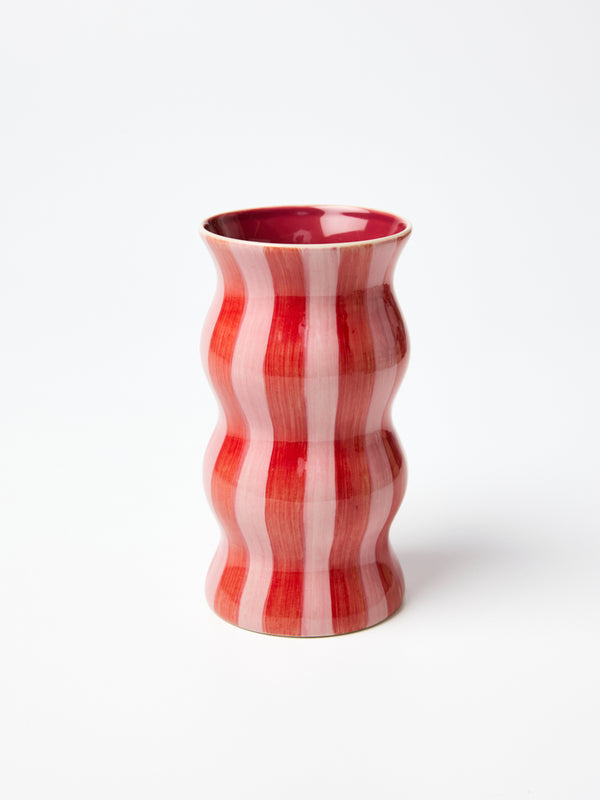 PALMA RED PINK STRIPE VASE