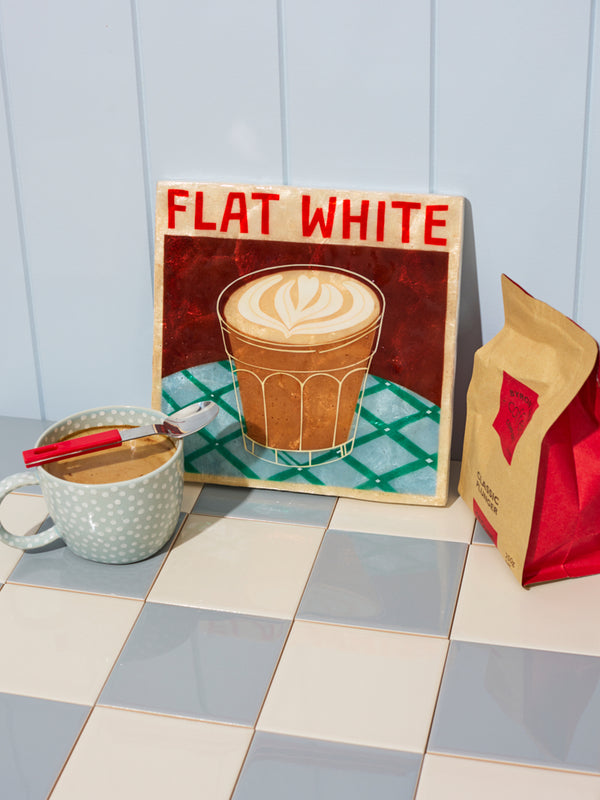 BARISTA WALL ART FLAT WHITE
