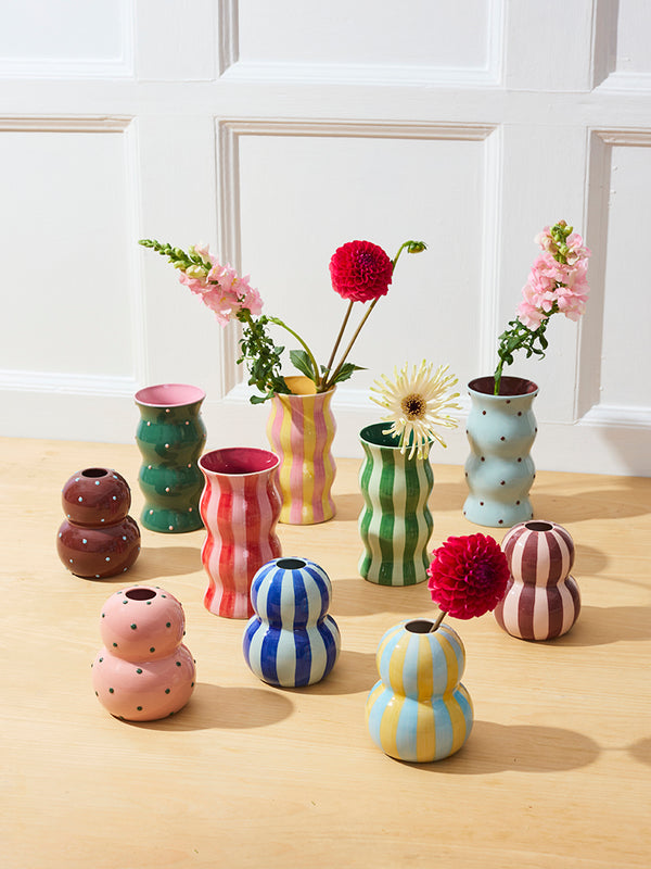 FONDA VASE BURGANDY PINK STRIPE