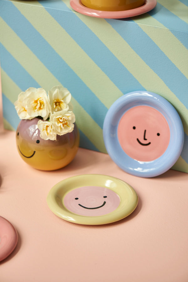 SMILEY PLATE PINK BLUE