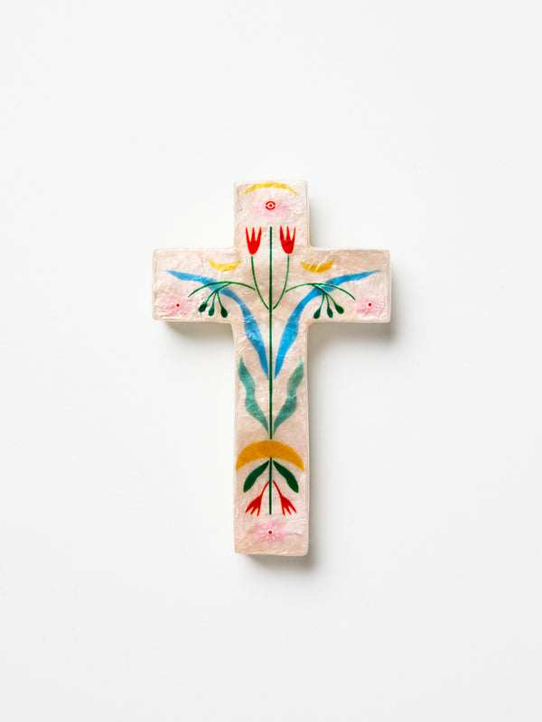 FABLE PINK FLORAL SMALL CROSS