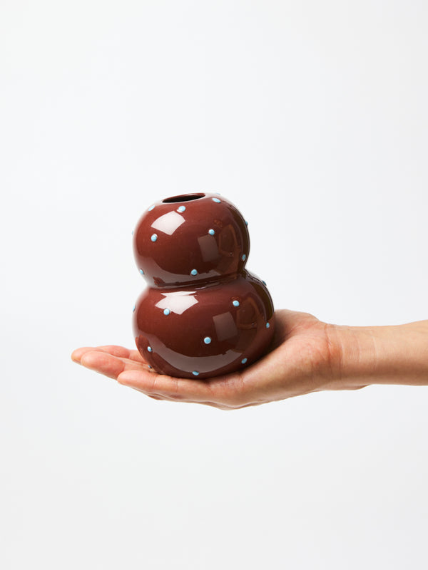 FONDA VASE BROWN BLUE DOTTY