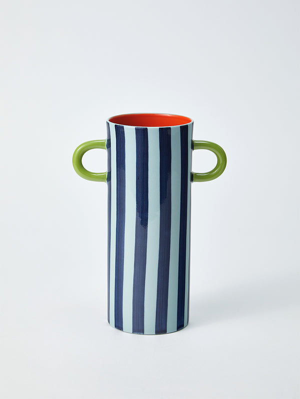 GRIFFE BLUE STRIPE TALL VASE